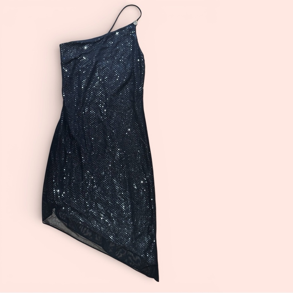 Short dressy, evening dress sparkly black size M